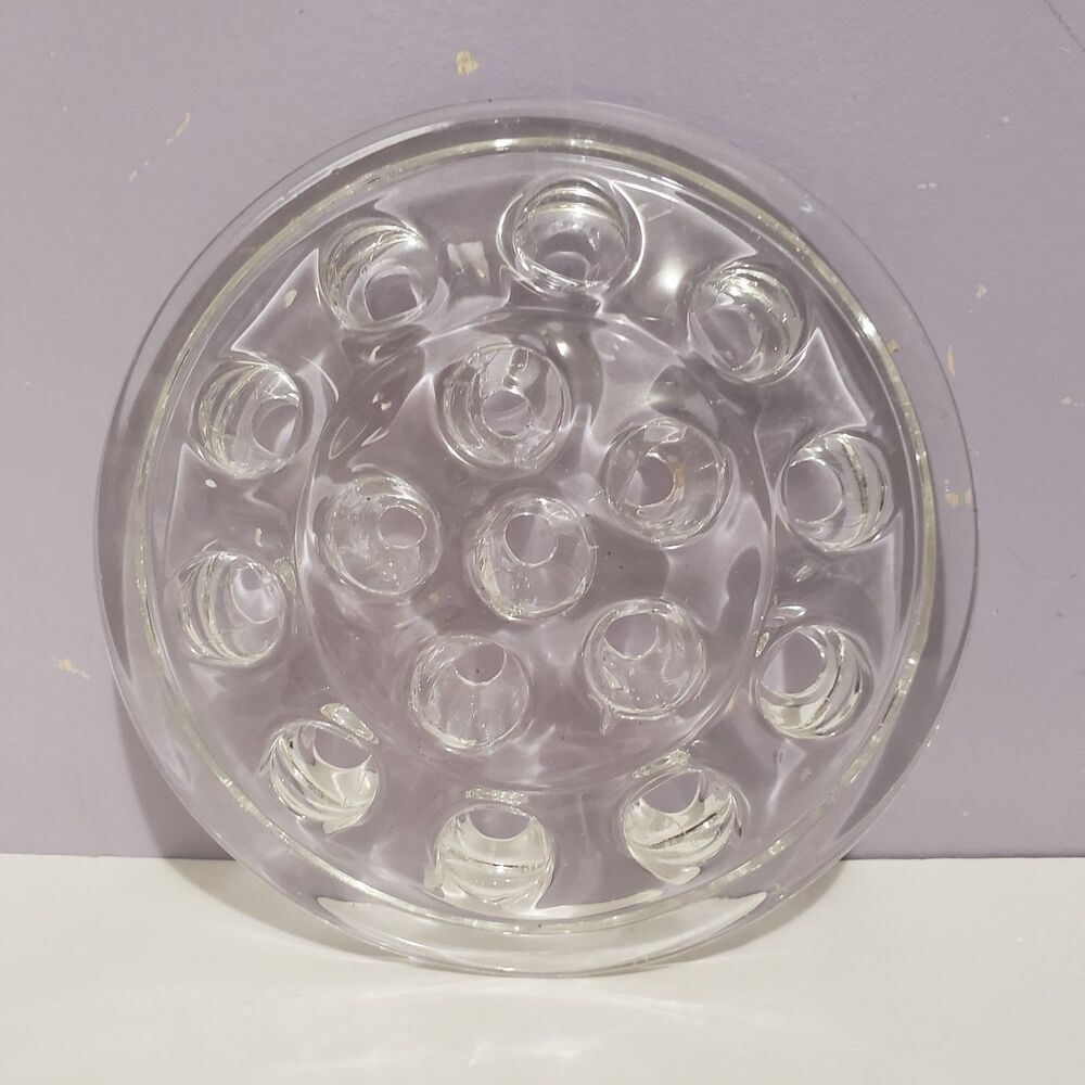 Flower Frog Clear Glass Floral Stem  Holder  16 Holes